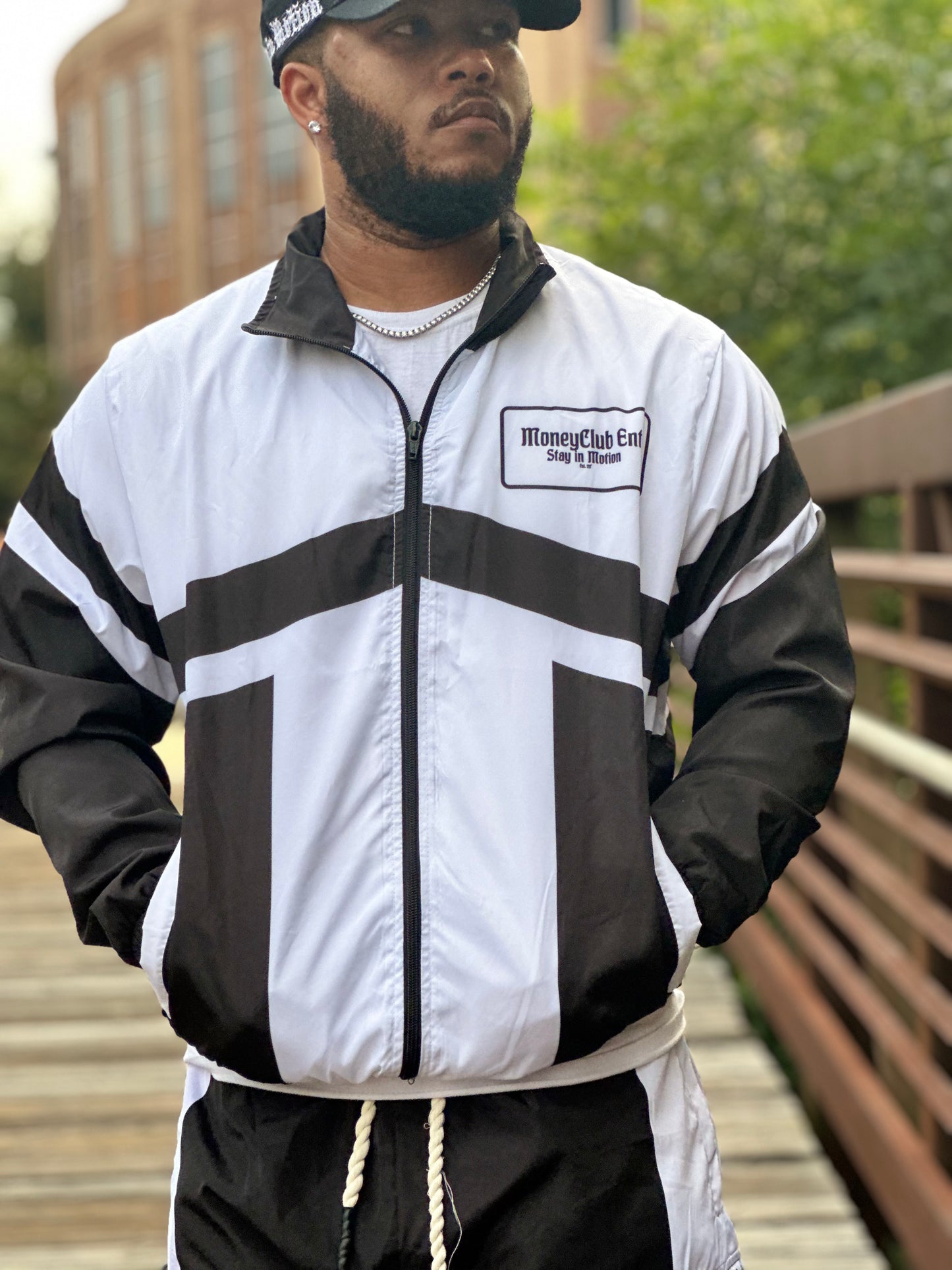 Black/White Windbreaker Set