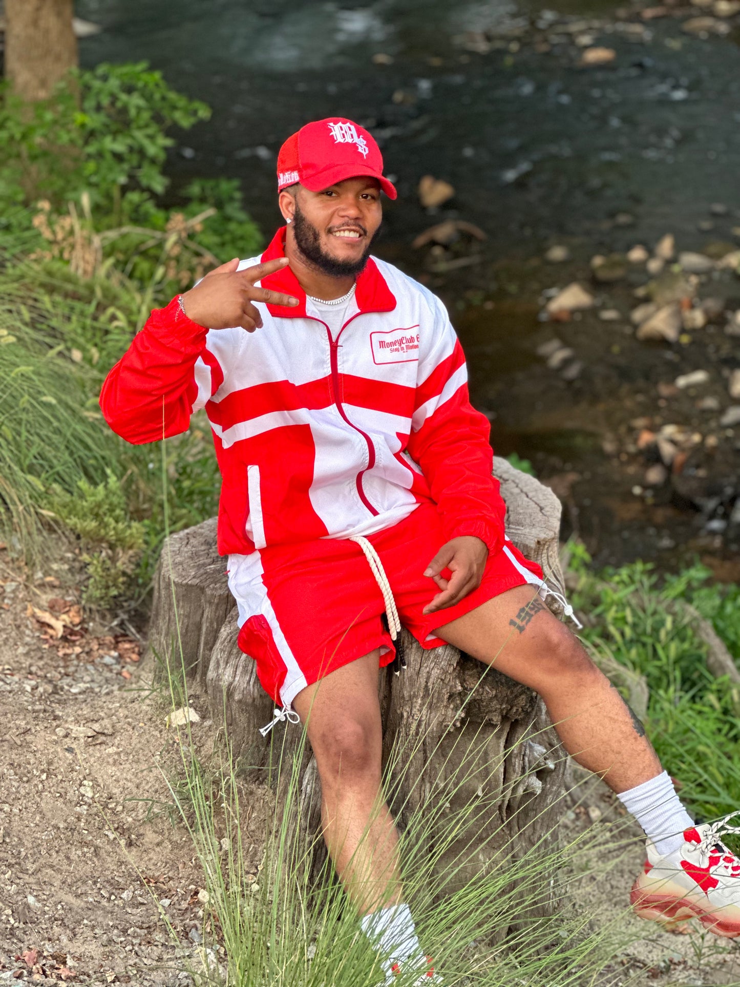 Red/White Windbreaker Set